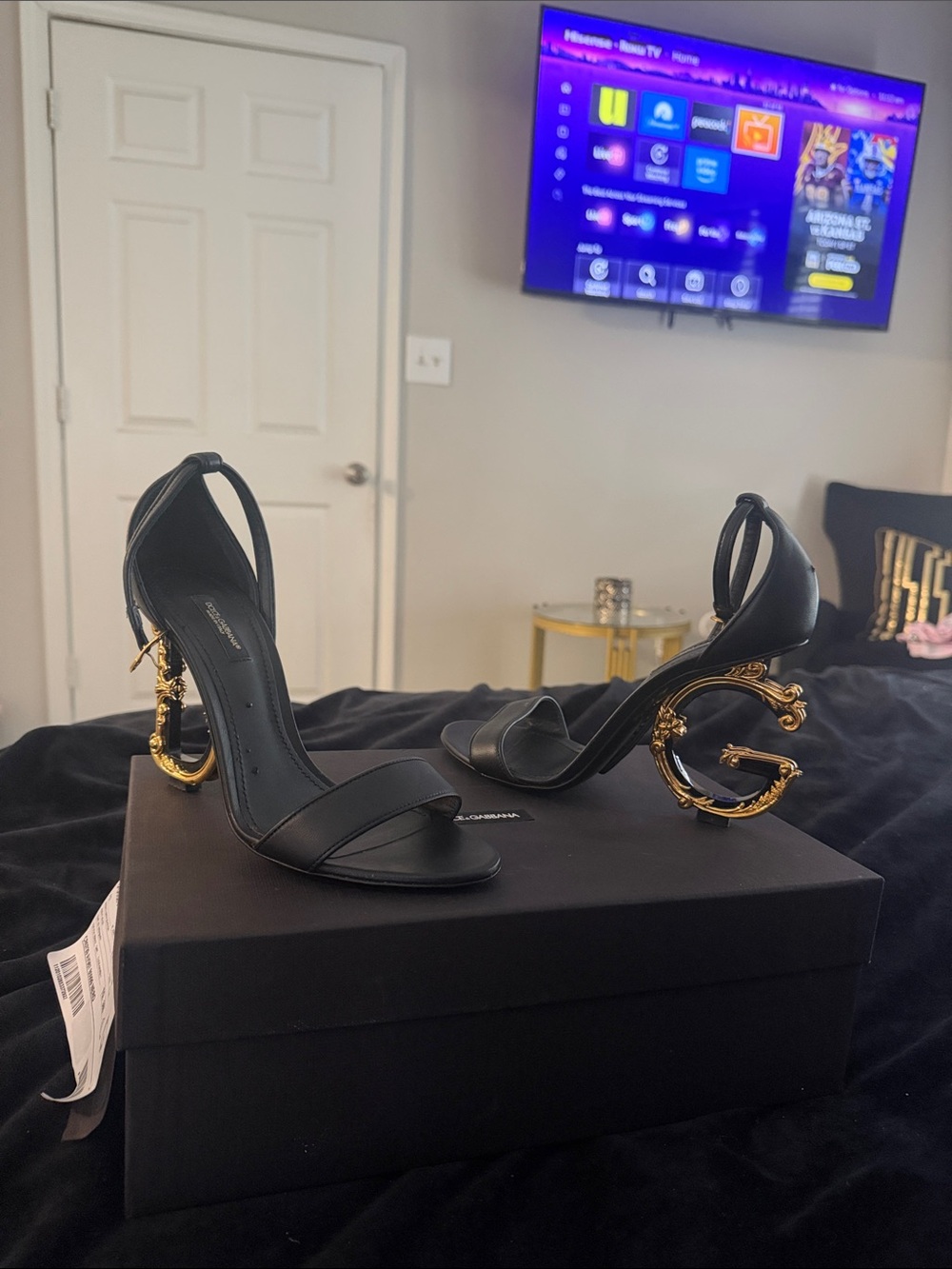 Dolce & Gabbana Black Satin Ankle-Strap Heels